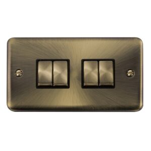Click Scolmore - Click Deco Plus 10Ax Ingot 4 Gang 2 Way Plate Switch (DPAB414BK)