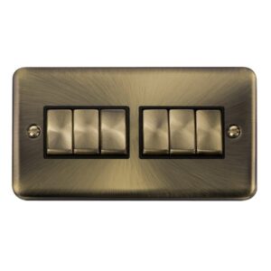 Click Scolmore - Click Deco Plus 10Ax Ingot 6 Gang 2 Way Plate Switch (DPAB416BK)