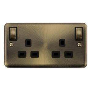 Click Scolmore - Click Deco Plus 13A 2Gang Outboard Switch Skt Dp Ab Bk (DPAB836BK)