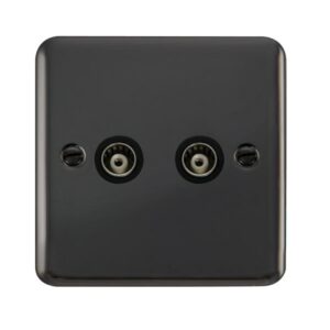 Click Scolmore - Click Deco Plus Twin Isolated Coaxial Outlet (DPBN159BK)