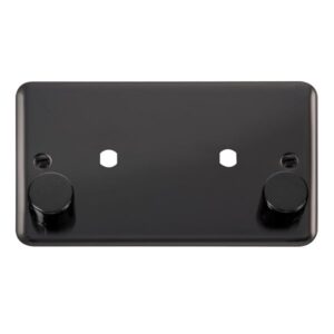 Click Scolmore - Click Deco Plus 2 Gang Dimmer Plate & Knobs (1630W Max) 2 Apertures (DPBN186)