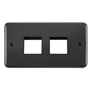 Click Scolmore - Click Deco Plus 2 Gang Minigrid Unfurnished Plate 2 X 2 Apertures (DPBN404BK)