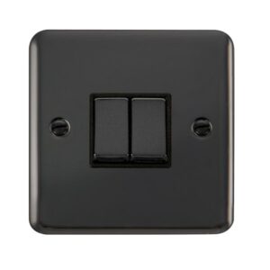 Click Scolmore - Click Deco Plus 10Ax Ingot 2 Gang 2 Way Plate Switch (DPBN412BK)