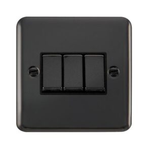Click Scolmore - Click Deco Plus 10Ax Ingot 3 Gang 2 Way Plate Switch (DPBN413BK)