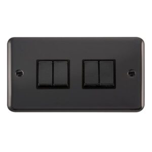 Click Scolmore - Click Deco Plus 10Ax Ingot 4 Gang 2 Way Plate Switch (DPBN414BK)