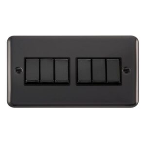Click Scolmore - Click Deco Plus 10Ax Ingot 6 Gang 2 Way Plate Switch (DPBN416BK)
