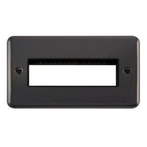 Click Scolmore - Click Deco Plus 2 Gang Minigrid Unfurnished Plate 6 In-Line Apertures (DPBN426BK)