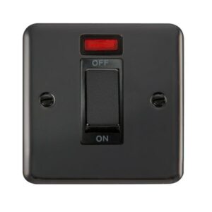 Click Scolmore - Click Deco Plus 45A Ingot 1 Gang Dp Switch With Neon (DPBN501BK)