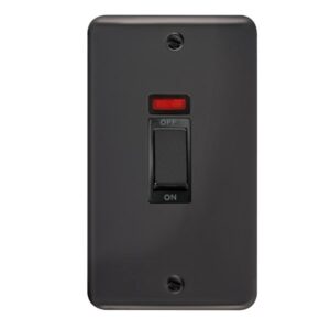 Click Scolmore - Click Deco Plus 45A Ingot 2 Gang Dp Switch With Neon (DPBN503BK)