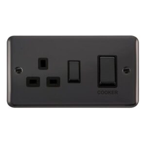 Click Scolmore - Click Deco Plus 45A Ingot 2 Gang Dp Switch With 13A Dp Switched Socket (DPBN504BK)