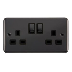 Click Scolmore - Click Deco Plus 13A Ingot 2 Gang Dp Switched Socket (DPBN536BK)