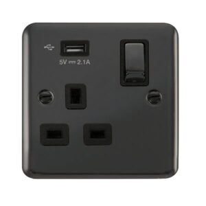 Click Scolmore - Click Deco Plus 1G Skt Usb 2.1A Dp (DPBN571UBK)