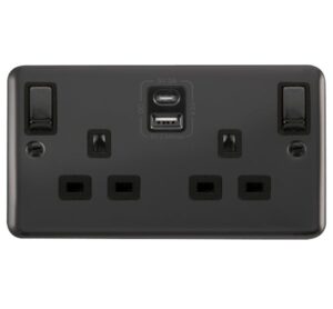 Click Scolmore - Click Deco Plus 2G 13A Switch Skt 4.2A A&C Usb Ingot Dpbn Bk (DPBN586BK)