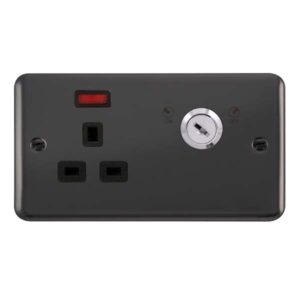 Click Scolmore - Click Deco Plus 13A 1G Dp Lockable Skt Neon Deco+ Bn Bk (DPBN655BK)