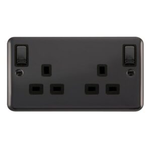 Click Scolmore - Click Deco Plus 13A 2Gang Outboard Switch Skt Dp Bn Bk (DPBN836BK)