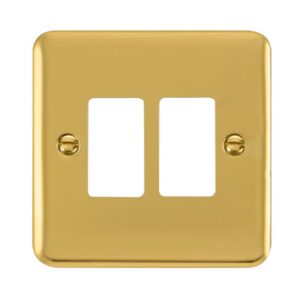 Click Scolmore - Click Deco Plus 2 Gang GridPro Frontplate Polished Brass (DPBR20402)