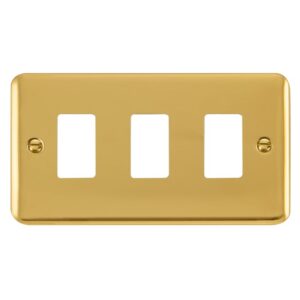 Click Scolmore - Click Deco Plus 3 Gang GridPro Frontplate Polished Brass (DPBR20403)
