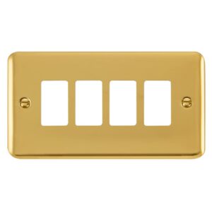 Click Scolmore - Click Deco Plus 4 Gang GridPro Frontplate Polished Brass (DPBR20404)
