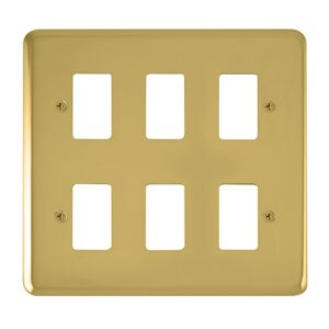 Click Scolmore - Click Deco Plus 6 Gang GridPro Frontplate Polished Brass (DPBR20506)