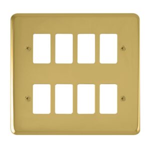 Click Scolmore - Click Deco Plus 8 Gang GridPro Frontplate Polished Brass (DPBR20508)