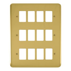 Click Scolmore - Click Deco Plus 12 Gang GridPro Frontplate Polished Brass (DPBR20512)