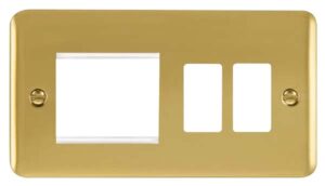 Click Scolmore - Click Deco Plus Hotel Accessory Plate 2 Gang GridPro Frontplate With Twin New Media Aperture (DPBR31102)