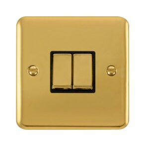 Click Scolmore - Click Deco Plus 10Ax Ingot 2 Gang 2 Way Plate Switch (DPBR412BK)