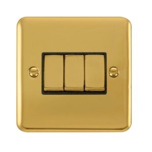 Click Scolmore - Click Deco Plus 10Ax Ingot 3 Gang 2 Way Plate Switch (DPBR413BK)