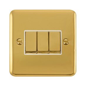 Click Scolmore - Click Deco Plus 10Ax Ingot 3 Gang 2 Way Plate Switch (DPBR413WH)