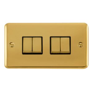 Click Scolmore - Click Deco Plus 10Ax Ingot 4 Gang 2 Way Plate Switch (DPBR414BK)