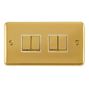 Click Scolmore - Click Deco Plus 10Ax Ingot 4 Gang 2 Way Plate Switch (DPBR414WH)