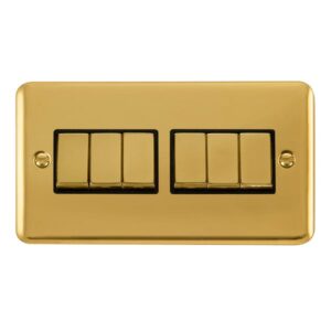 Click Scolmore - Click Deco Plus 10Ax Ingot 6 Gang 2 Way Plate Switch (DPBR416BK)