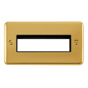 Click Scolmore - Click Deco Plus 2 Gang Minigrid Unfurnished Plate 6 In-Line Apertures (DPBR426BK)