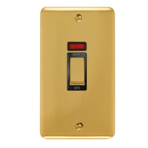 Click Scolmore - Click Deco Plus 45A Ingot 2 Gang Dp Switch With Neon (DPBR503BK)