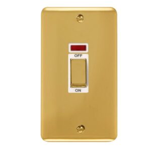 Click Scolmore - Click Deco Plus 45A Ingot 2 Gang Dp Switch With Neon (DPBR503WH)