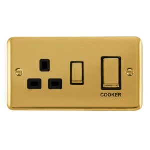 Click Scolmore - Click Deco Plus 45A Ingot 2 Gang Dp Switch With 13A Dp Switched Socket (DPBR504BK)