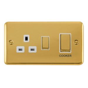 Click Scolmore - Click Deco Plus 45A Ingot 2 Gang Dp Switch With 13A Dp Switched Socket (DPBR504WH)