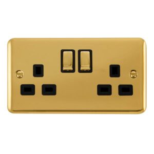 Click Scolmore - Click Deco Plus 13A Ingot 2 Gang Dp Switched Socket (DPBR536BK)
