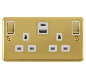 Click Scolmore - Click Deco Plus 2G 13A Switch Skt 4.2A A&C Usb Ingot Dpbr Wh (DPBR586WH)