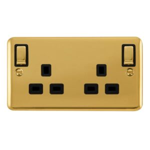 Click Scolmore - Click Deco Plus 13A 2Gang Outboard Switch Skt Dp Br Bk (DPBR836BK)