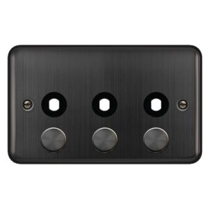 Click Scolmore - Click Deco Plus 2 Gang Unfurnished Dimmer Plate & Knobs 3 Aperture Matt Bronze (DPBZ153PL)