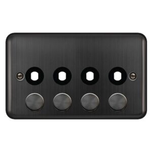 Click Scolmore - Click Deco Plus 2 Gang Unfurnished Dimmer Plate & Knobs 4 Aperture Matt Bronze (DPBZ154PL)