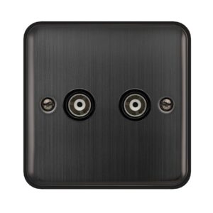 Click Scolmore - Click Deco Plus Twin Isolated Coaxial Outlet Matt Bronze Black Insert (DPBZ159BK)