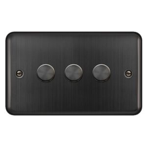 Click Scolmore - Click Deco Plus 3 Gang 2 Way 100W Dimmer Switch Matt Bronze (DPBZ163)