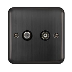 Click Scolmore - Click Deco Plus Non-Isolated Satellite & Non-Isolated Coaxial Outlet- Matt Bronze Black Insert (DPBZ170BK)