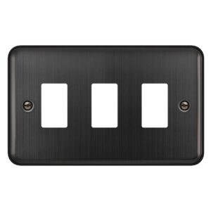Click Deco Plus 3 Gang GridPro Front Plate Matt Bronze