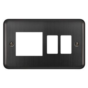 Click Deco Plus 2 Gang GridPro With Twin New Media Aperture Combination Plate Matt Bronze