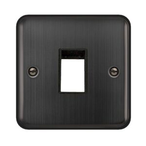 Click Scolmore - Click Deco Plus 1 Gang Minigrid Unfurnished Plate 1 Aperture Matt Bronze Black Insert (DPBZ401BK)