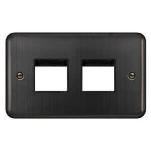 Click Scolmore - Click Deco Plus 2 Gang Minigrid Unfurnished Plate 2+2 Aperture Matt Bronze Black Insert (DPBZ404BK)