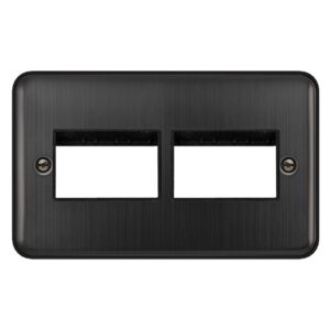 Click Scolmore - Click Deco Plus 2 Gang Minigrid Unfurnished Plate 3+3 Aperture Matt Bronze Black Insert (DPBZ406BK)